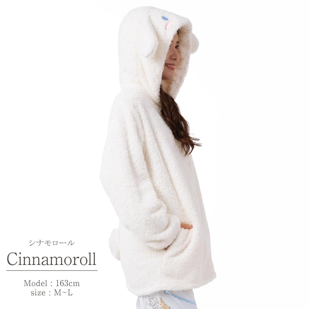 Cinnamoroll Gown Poodle Boa Hooded Tail Embroidered Room Wear Pajamas Cinnamoroll Sanrio Size [Southzak] Dress-up Women's M-L