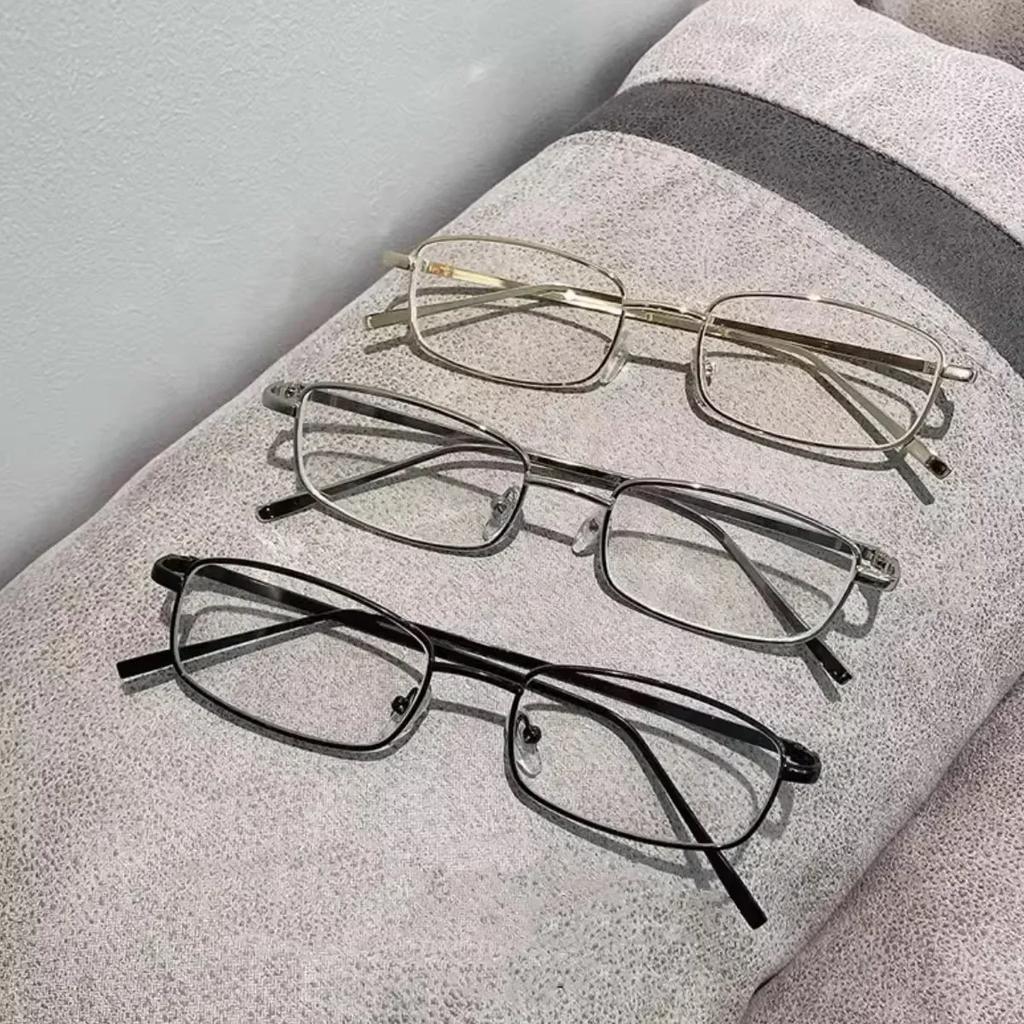 Fashion Square Eyeglasses Metal Frames For Women Men Silver Glasses Anti Blue Light Small Square Sunglasses Anti-Blue Glasses