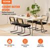 Rattan Chairs, Set of 4, Mid Century Modern Dining Chair, Upholstered Velvet Accent Chair with Rattan Back, Retro Dining Room Kitchen Chair for Living