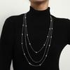 Layered Long Necklace for Women Pearl Sweater Strand Chain Necklaces Three-Strand Long Chains Fashion Gifts