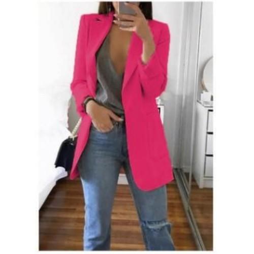 Women's Casual Oversized Long Blazer Cardigan Jacket Coat Autumn Fashion Long Sleeve Cardigan Solid Color Office Ladies Solid Color Blazer Plus Size