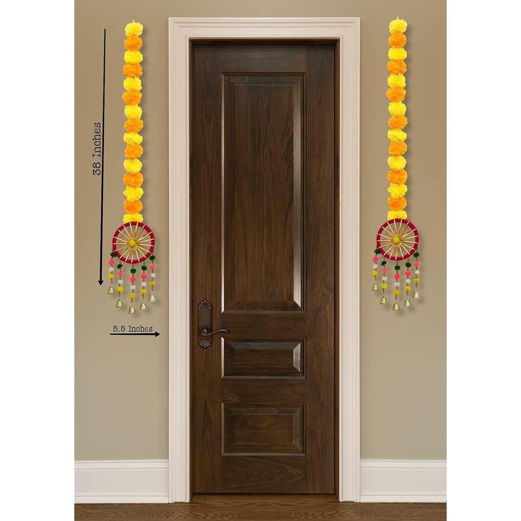 Пушистые цветы висят для украшения дома и офиса Предметы декора Дивали для домашнего декора Искусственные цветы для украшения Упаковка из 6 пластиковых предметов;шерсть