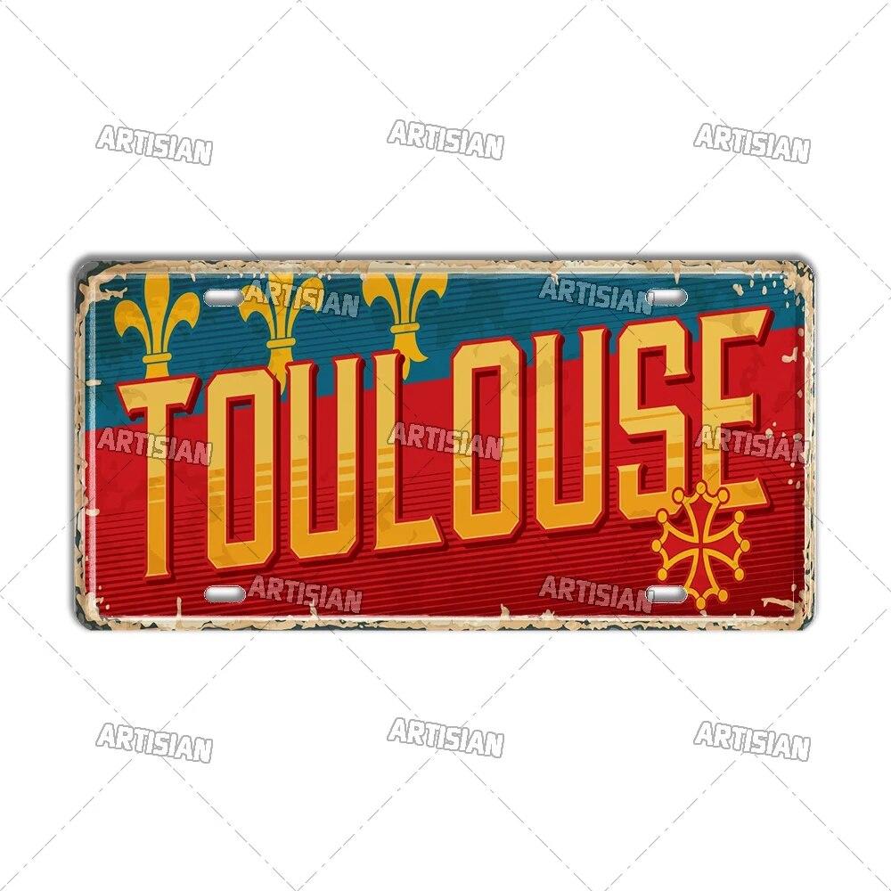 Artisian France Province Ctiy Metal Sign Landmark License Plate Travel Car Plate Decorative Tin Plaque Wall Decor Garage Bar Pub