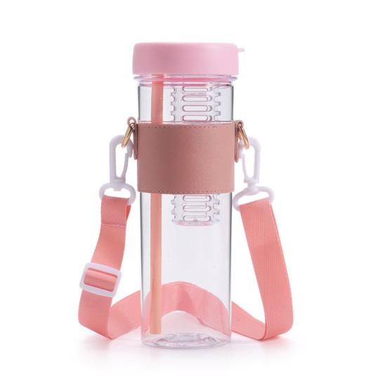 Water Bottle with Straw Food Grade Shatter-Proof Leak Resistant Wide Mouth Water Tumbler Fruit Infuser Water Bottle