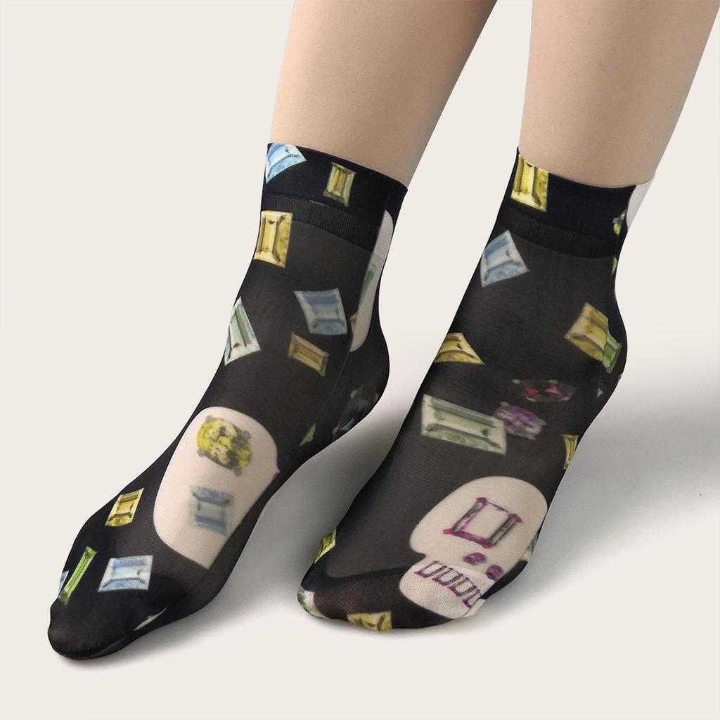 Короткие летние носки в женском стиле с различными милыми узорами