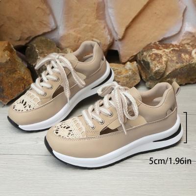 Летние женские дышащие кроссовки с вырезами, модные женские повседневные спортивные сандалии на шнуровке, платформа, обувь для ходьбы