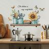 Креативные кухонные принадлежности с подсолнухами и бабочками Наклейка на стену Самоклеящаяся Съемная для кухни Столовой Фон Декор дома