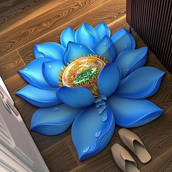 Коврик для пола 3D Дизайн с цветами Противоскользящий Водонепроницаемый Износостойкий Ковер для пола Подушка для коленей для йоги и медитации