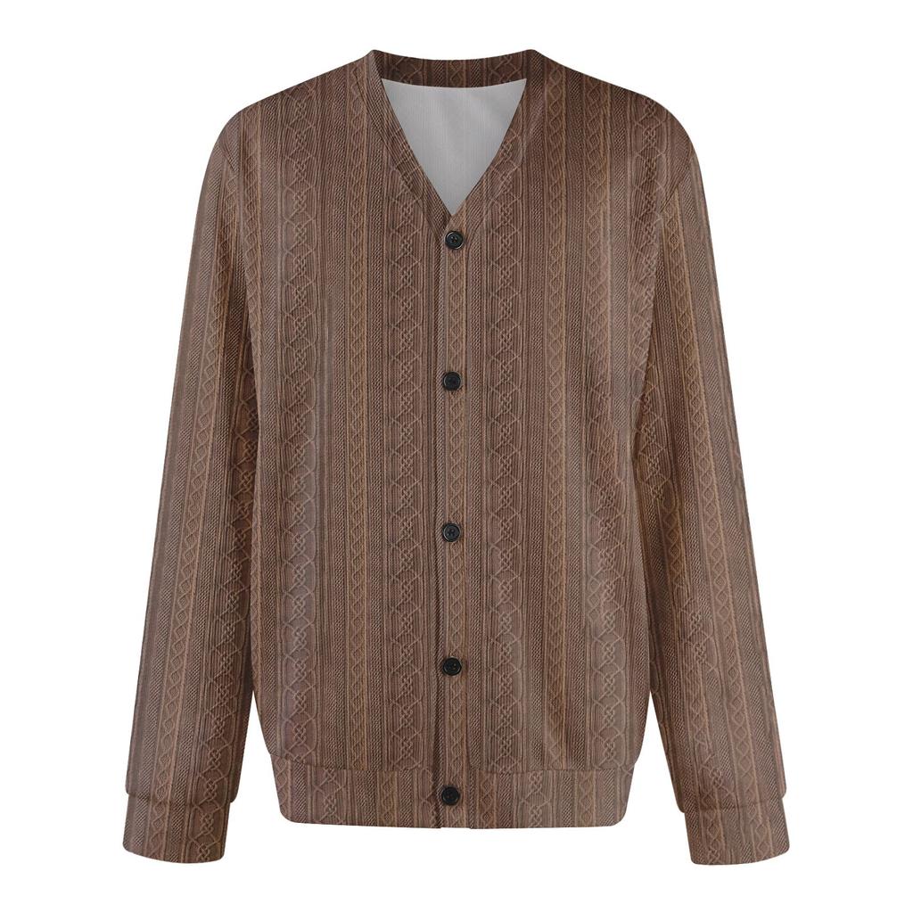 Мужская повседневная однобортная модная куртка-кардиган с длинными рукавами на пуговицах