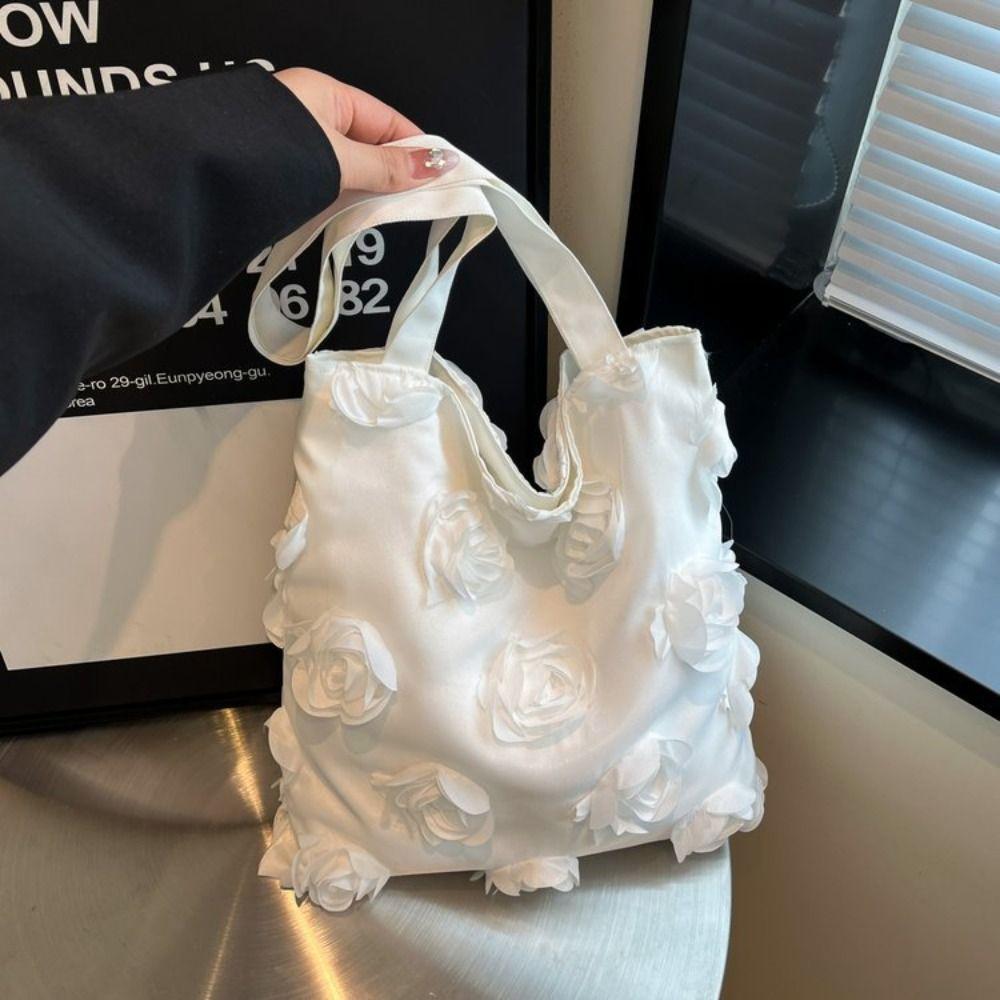 Белая сумка через плечо с цветочным принтом, легкая парусиновая сумка, модная нейлоновая сумка, пляжная