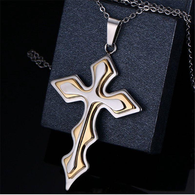 Necklace Chain Cross Pendant Crucifix Stainless Steel Unisex's