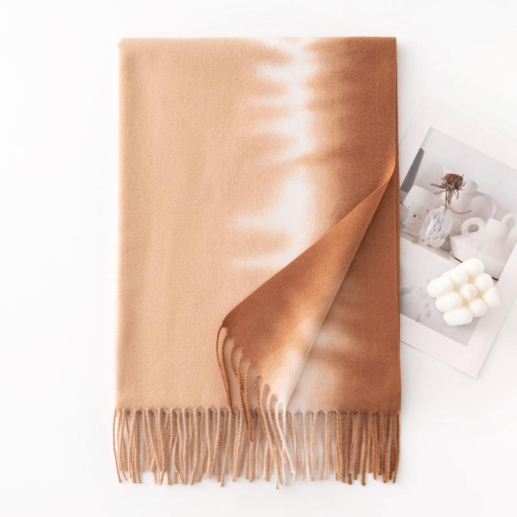 Luxury Cashmere Winter Scarves Gradient Handkerchief Warm Pareo Cape Pashmina Shawl Chunky Headscarf Lady Elegant Poncho Turban