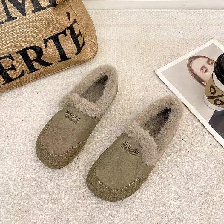 Туфли Doudou из бархата с одной педалью в стиле ретро, женские, новые, нескользящие, с мягкой подошвой, повседневные, теплые, хлопковые туфли 2024 года