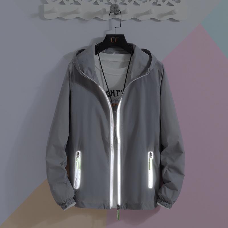 Светоотражающая куртка от солнца на молнии – Мужская одежда для рыбалки на открытом воздухе и с принтом логотипа для пар