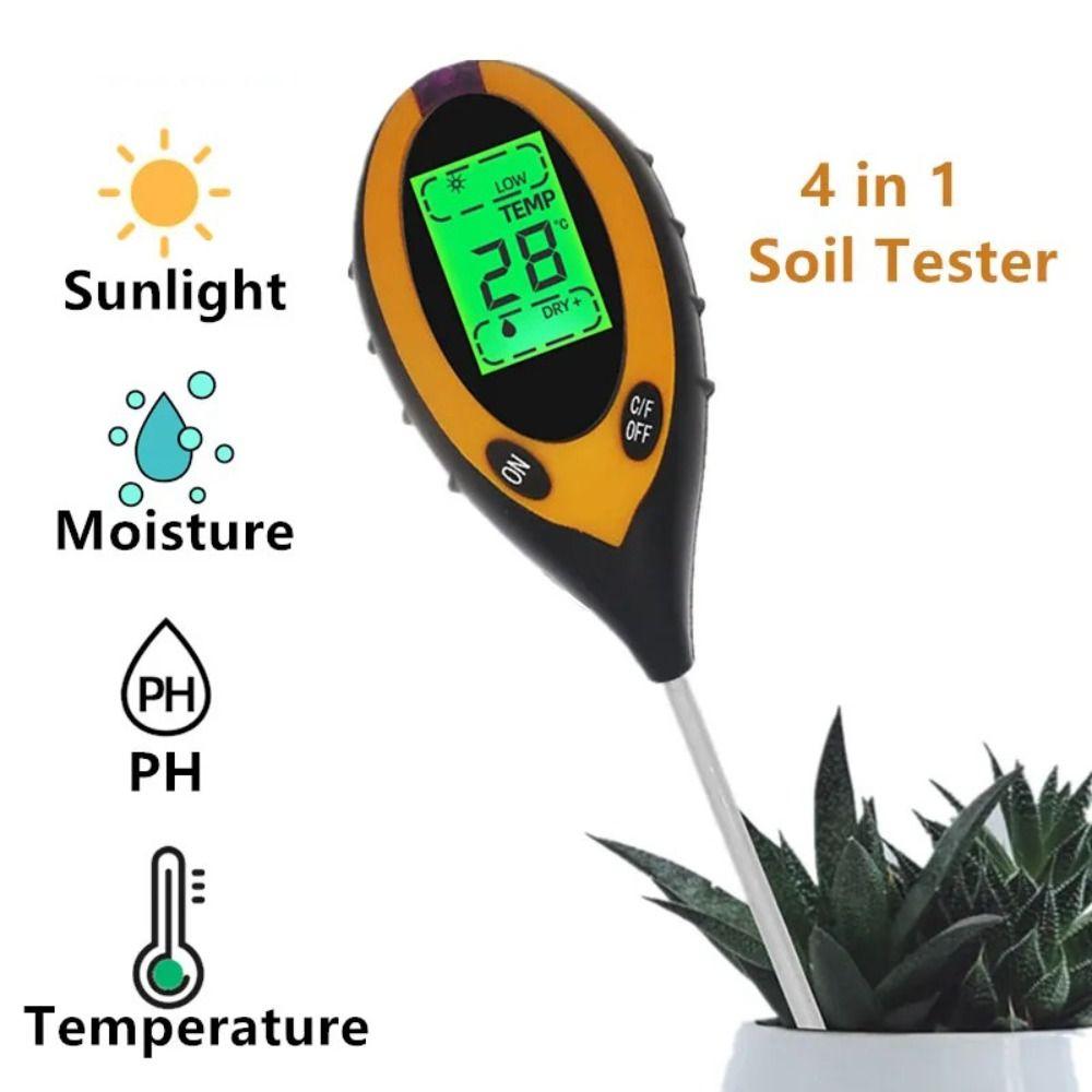 4 in 1 Soil Tester LCD Screen Soil Thermometer Soil Survey Instrument  For Garden Lawn Farming