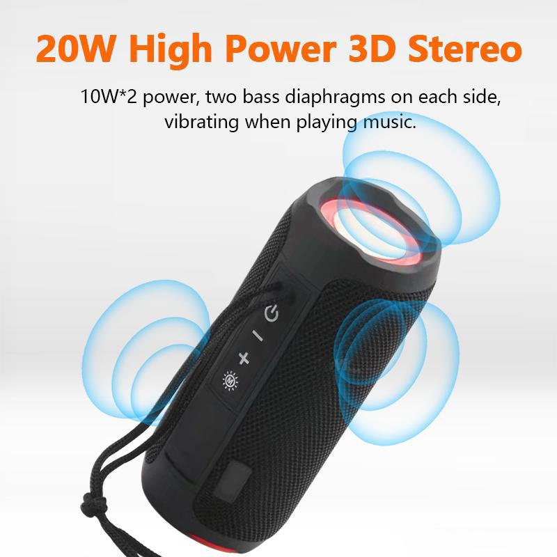 TG227 Portable Bluetooth Speaker Wireless Bass Subwoofer Waterproof Outdoor Column Boombox Stereo Loudspeaker Music Center FM TF