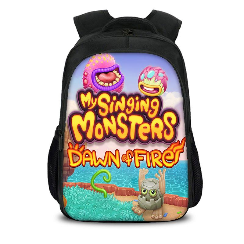 My Singing Monsters Двухслойный Рюкзак Большая Вместимость Игровой Мультяшный Принт Детский Сад Начальная Школа Мальчик или Девочка Новый Стиль