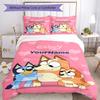 Bluey 5 Customize your name Bedding Set Breathable Duvet Cover with Pillowcases Home Decoration Birthday Gift