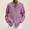 2026 Spring/Summer Long-Sleeved V-Neck Loose Button-Up Shirt for Men