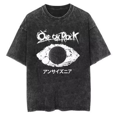 Винтажные футболки с черепом One Ok Rock Tour, мужские, женские, хлопковые, летние, оверсайз, хип-хоп, харадзюку, топы