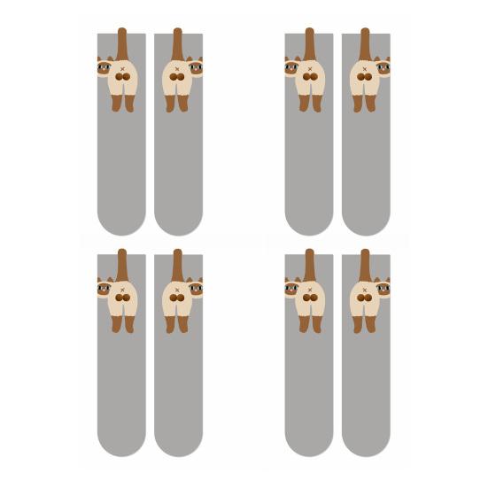 Cute Cat Socks with Balls Women's Cotton Novelty Animal Crew Socks 3D Fuzzy Balls Funny Cat Socks for Cat Lovers And Friends