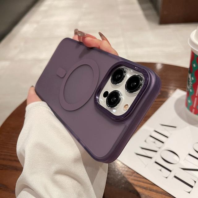 Чехол для телефона с поддержкой зарядки Magsafe для Iphone 14 12 11 13 Pro Max 14 Plus, металлический гибридный жесткий и мягкий полупрозрачный чехол с металлической камерой