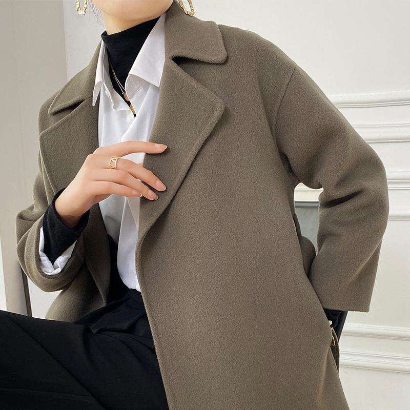 Женское шерстяное пальто TIDENOVEL 100% шерсть осеннее шерстяное длинное пальто ручной работы свободное пальто-бушлат зимняя теплая шерстяная длинная куртка кашемировое пальто