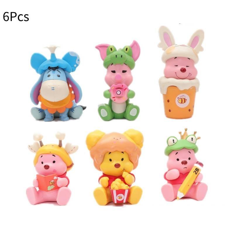 3rd Generation Winnie The Pooh Tiger Striped Pig Ear Toy Figure Doll Egg Decoration Plastic Model