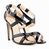 Women Sexy Pumps Open Toe Ankle Straps Thin High Heels Summer Pumps Patent Leather Shoes Plus Size Cross Shoe