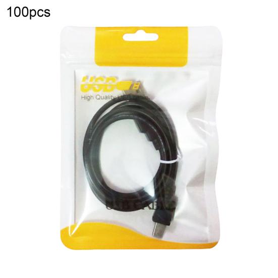 100 шт. пластиковый закрывающийся USB-кабель для передачи данных, упаковочная сумка с отверстием для подвешивания