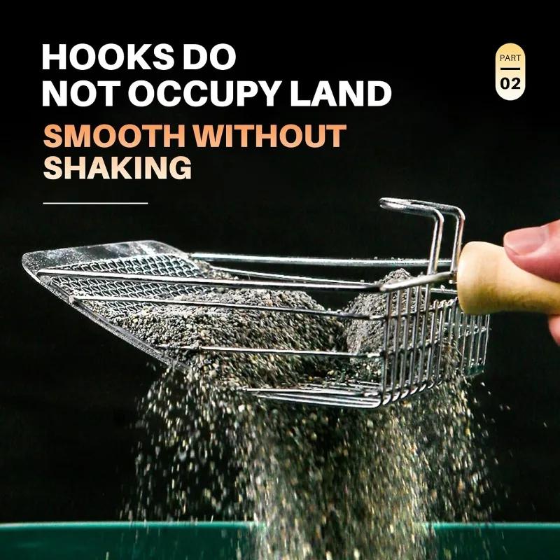 Washable Cat Litter Shovel Stainless Steel Wooden Handle Cat Litter Scoop Kitty Litter Scoop Cats Toilet Cleaning Shovel Tool