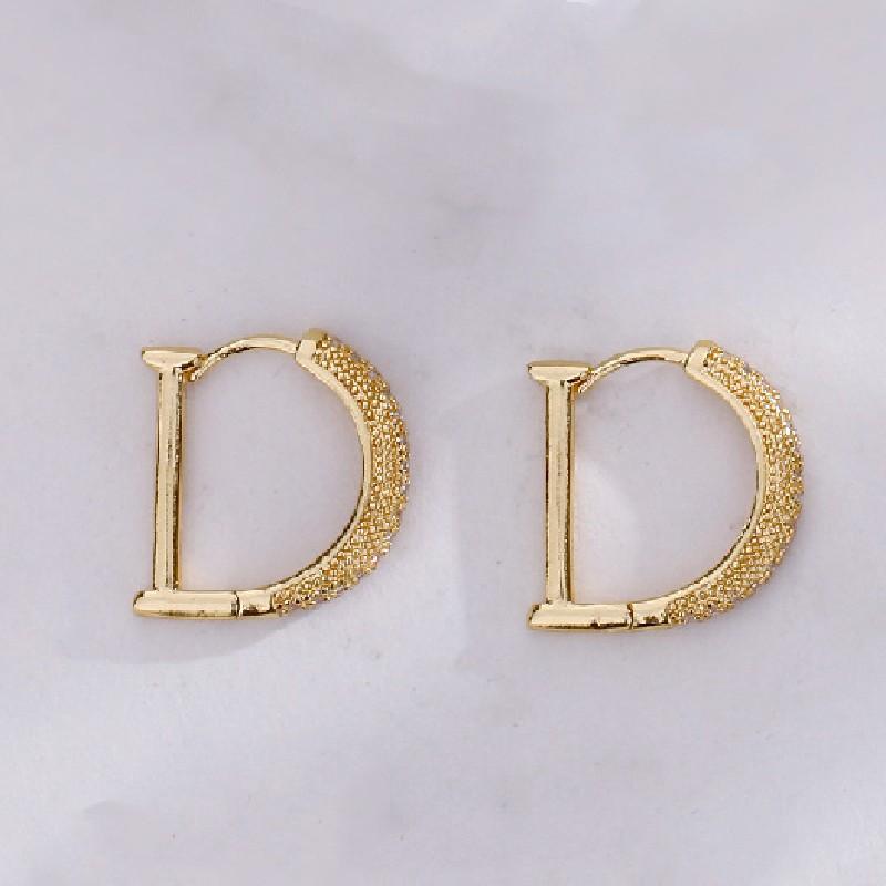 Diamond Studded Letter Earrings for Women's Light Luxury Style Earrings