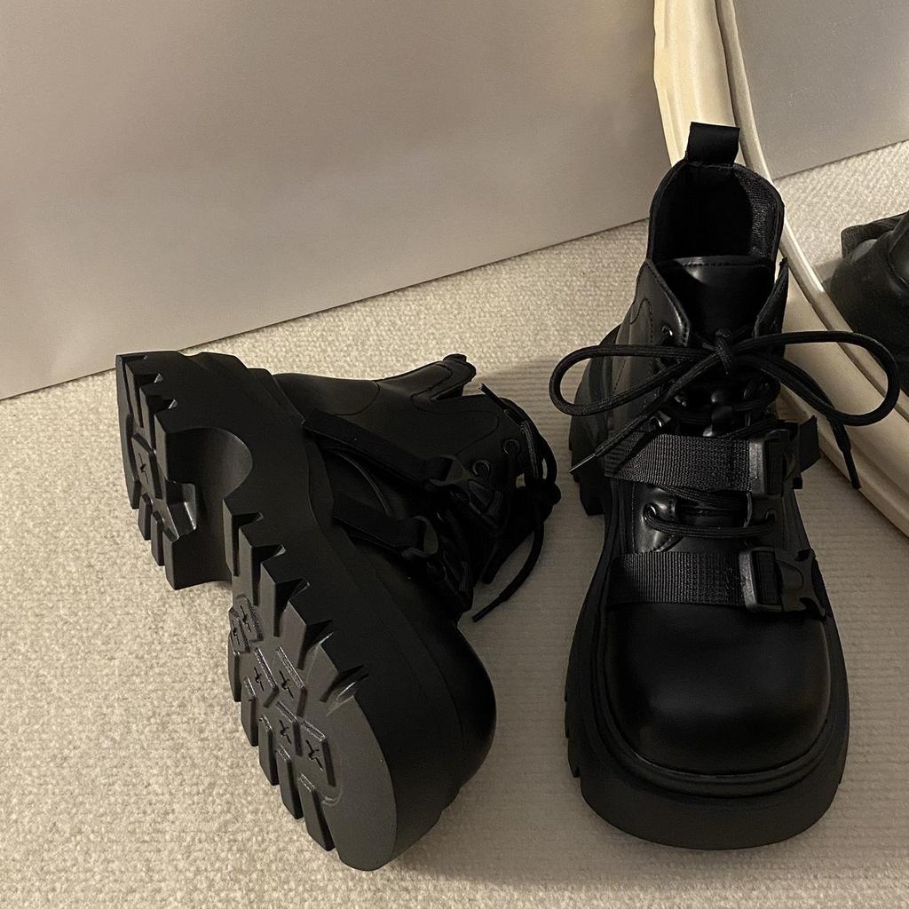 Женские короткие ботинки в британском стиле с круглым носком, новая модная модель осень-зима 2025, на толстой подошве, удобные повседневные ботинки Мартин для женщин