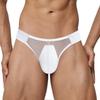 Men's Ice Silk High-Cut Briefs: Transparent, Embossed Waistband, Seamless Sports Underwear