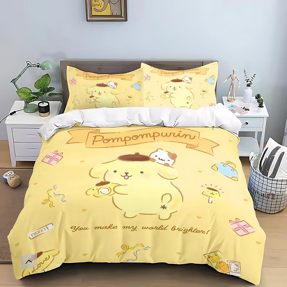 Cartoon Pom Pom Pudding Duvet Cover Queen King Size Bedding Set Adult Boys Girls Bedroom Decoration Children Gift Double 3 Pcs