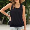 Женский летний жилет, свободная плиссированная рубашка с круглым вырезом, повседневный топ без рукавов