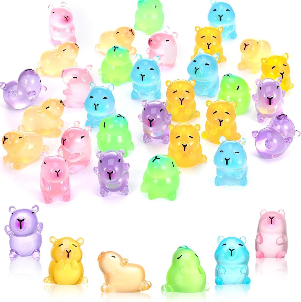 10/20Pcs Luminous Mini Resin Capybara Glow In The Dark Capybara Tiny Figures Cute Animal Statues For Diy Fairy Garden