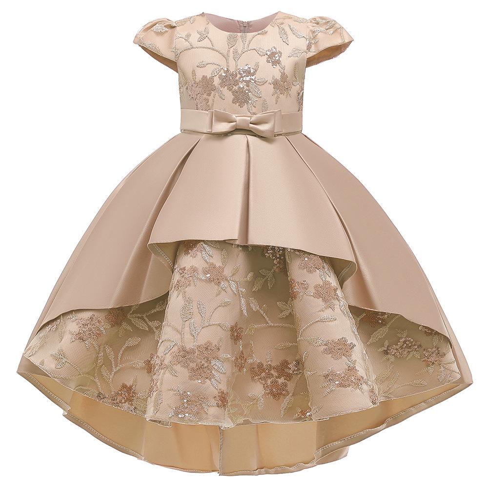 Embroidered Princess Short-Sleeved Tail Dress for Kids