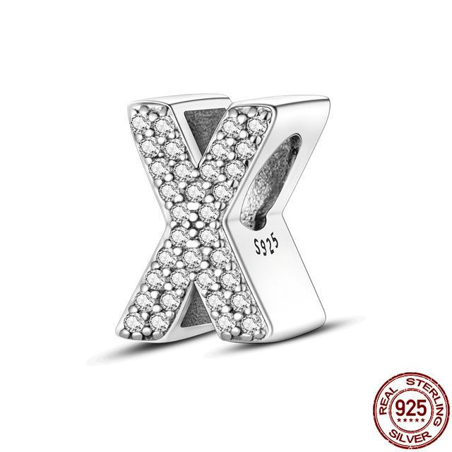 100% стерлингового серебра 925 пробы, 26 букв, серия AZ, подвески, бусины, подходят для оригинального модного браслета для женщин, ювелирные изделия, подарок