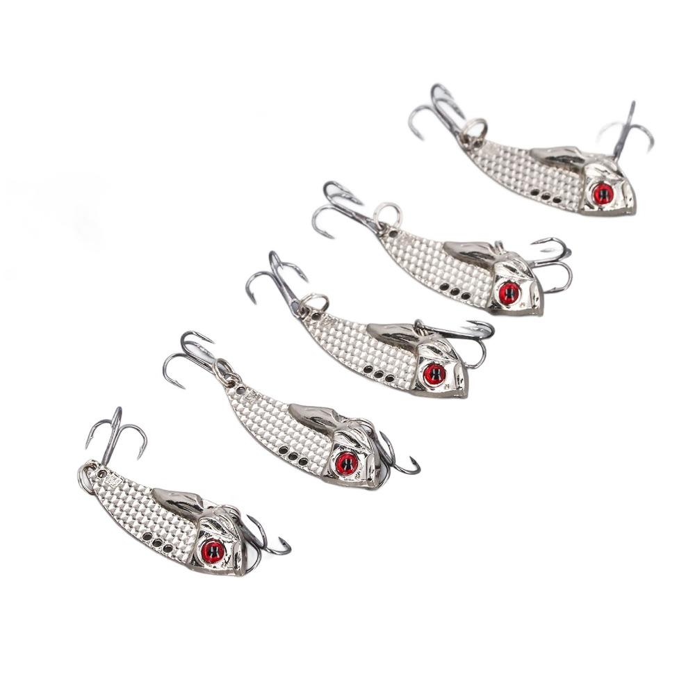 5PCS Metal Fishing Blade Lure VIB Spinner Spoon Lures Durable Fishing Lures For Walleye