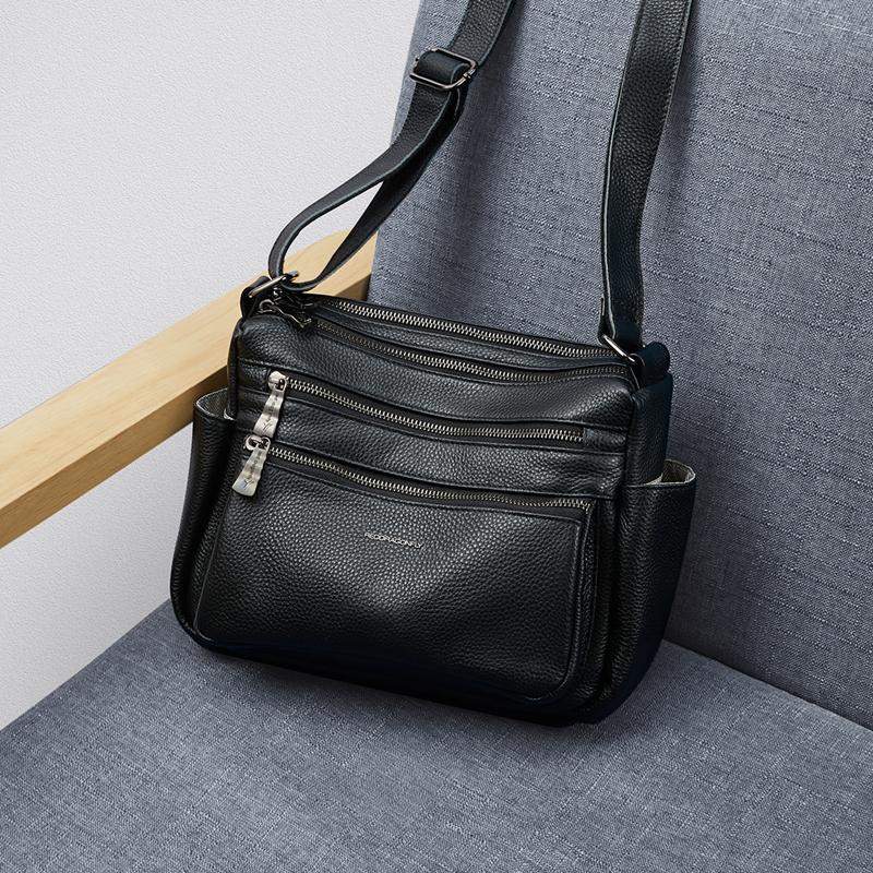 Women's Crossbody Bag, Large Capacity Single Shoulder Cowhide Multi Grid Layer Bag