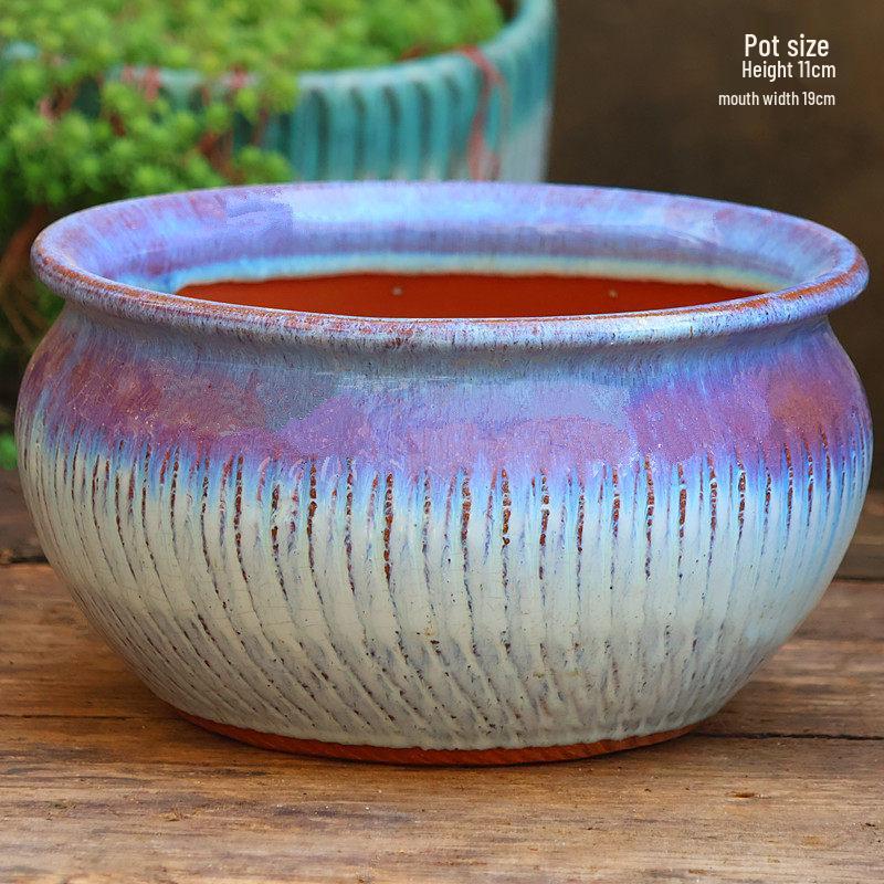 Yixing Handmade Coarse Pottery Medium Succulent Planter - Breathable Zisha Ceramic Ebony Tree Pot for Green Plants