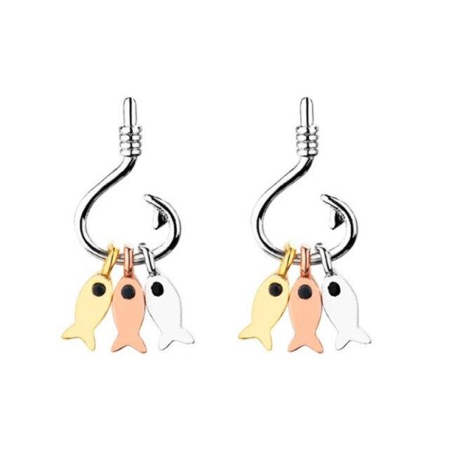New Original Creative 925 Sterling Silver Hook Three Fish Stud Earrings For Women Girl Piercing Earings Jewelry E416