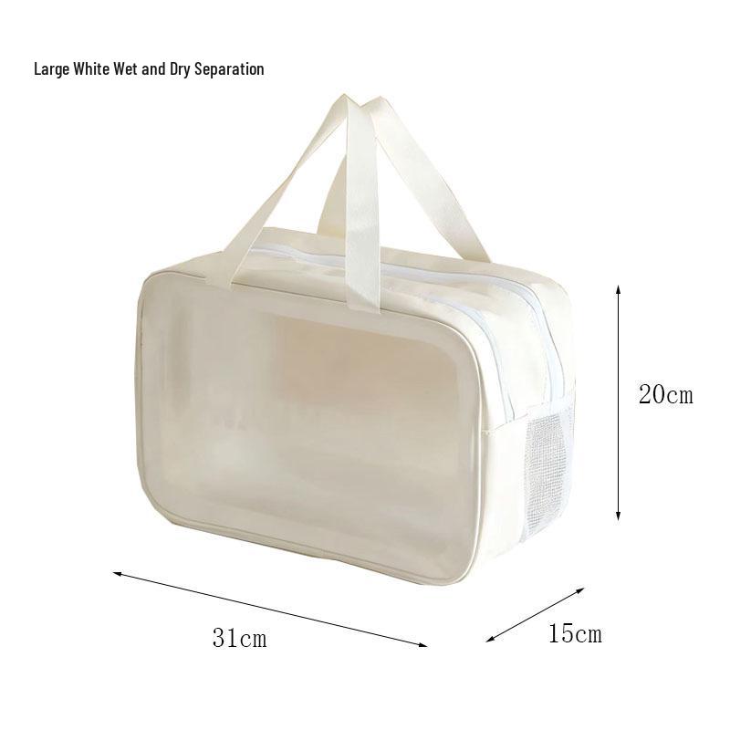 Women's Large-Capacity Waterproof PU Makeup Bag - Transparent, Thickened Design for Wet & Dry Separation