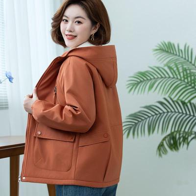 Женский короткий тренч на флисовой подкладке с хлопковой набивкой - Повседневный, универсальный, свободного кроя, весна и осень 2025.