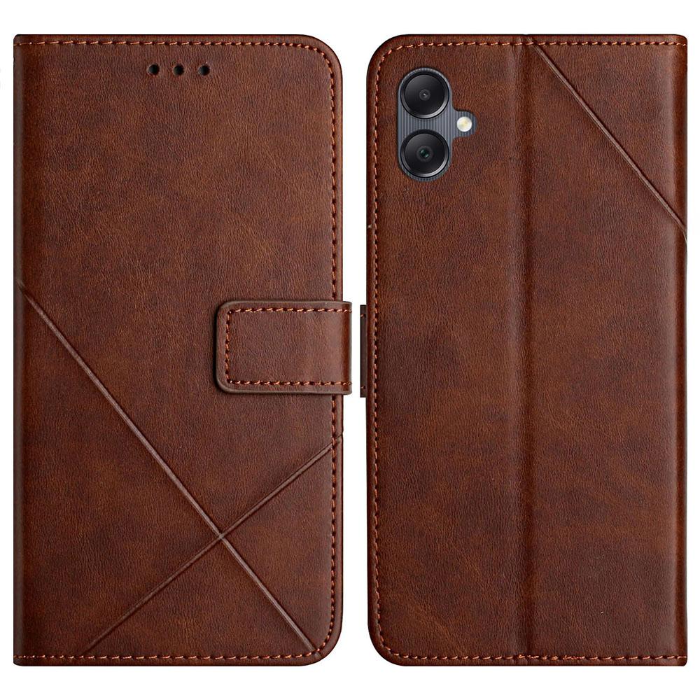 For Samsung Galaxy A07 4G Case Line Pattern Wallet Leather Phone Cover with Wrist Strap