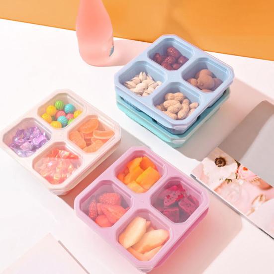 Коробки для закусок с 4 отделениями, многоразовые, легко открывающиеся крышки, контейнеры для закусок