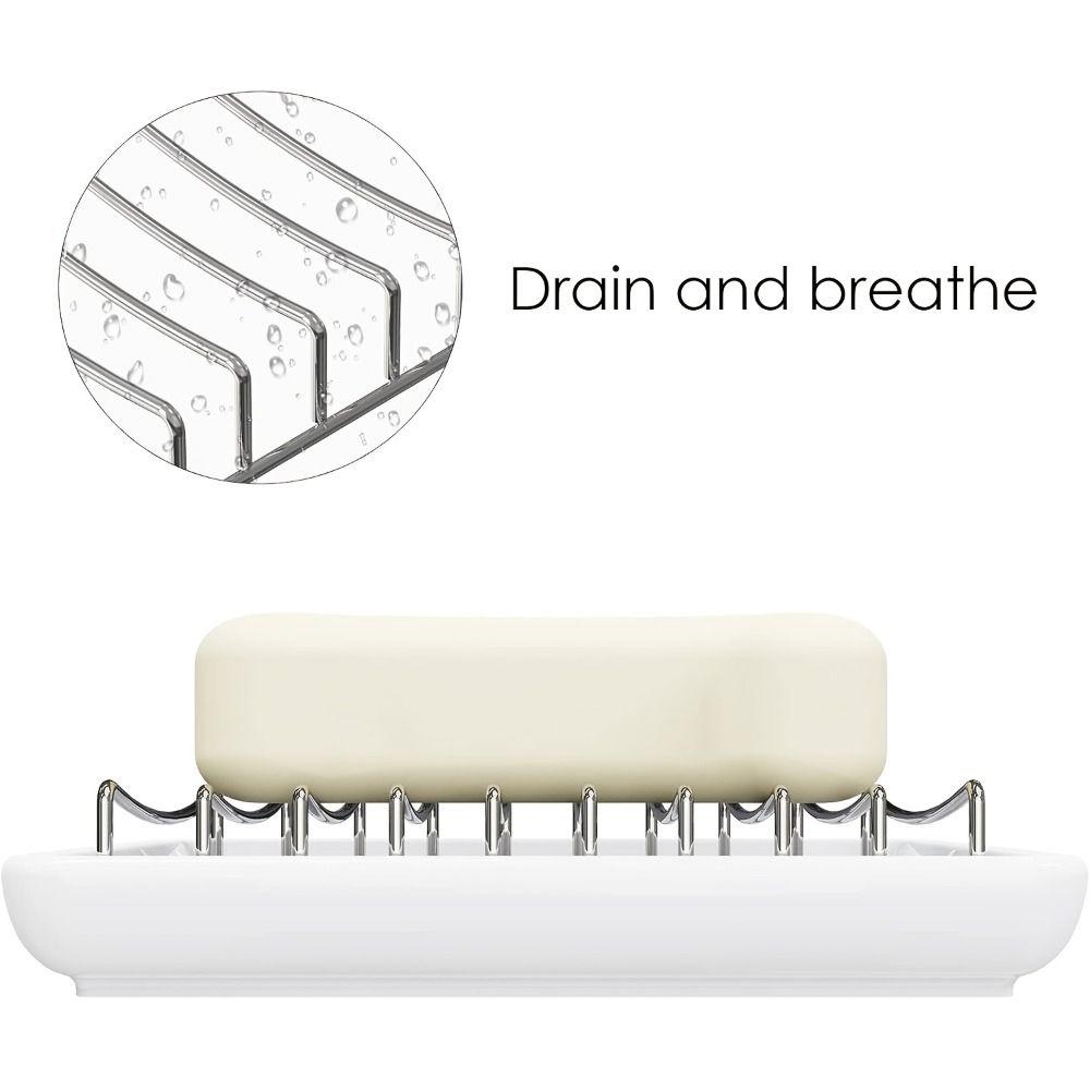 Stainless Steel Ceramic Soap Dish Ceramic Drain Holder Fashion Storage Dish Household