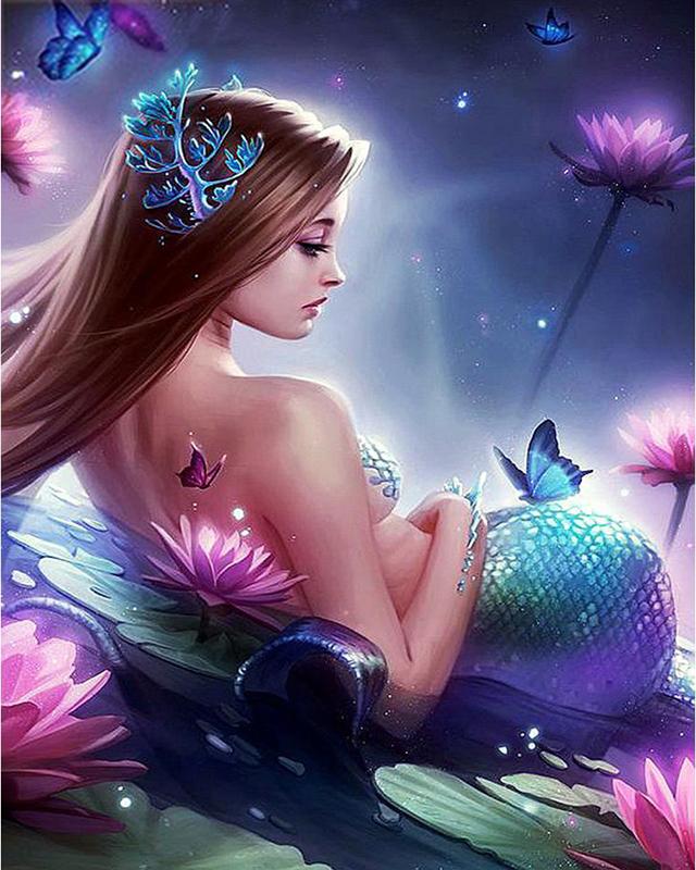 5D DIY алмазная живопись Русалка полная дрель вышивка крестиком Алмазная вышивка феи и животные домашняя картина горный хрусталь подарок ручной работы