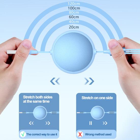 Кабель для передачи данных, 100 Вт, алюминиевый корпус, сверхбыстрая зарядка 3-в-1, растягивающийся кабель с низким энергопотреблением, кабель типа C/Micro USB/8-контактный